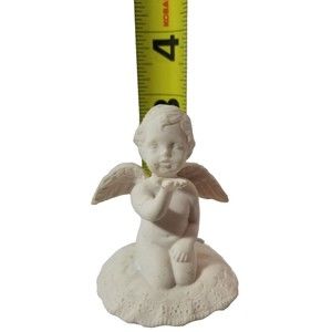 Vintage Porcelain Sweet Angel "Blowing a Kiss" Figurine White Gold Trim 3" Tall